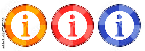 Info icon burst light round button set illustration