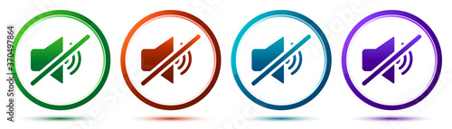 Mute speaker icon artistic frame round button set illustration