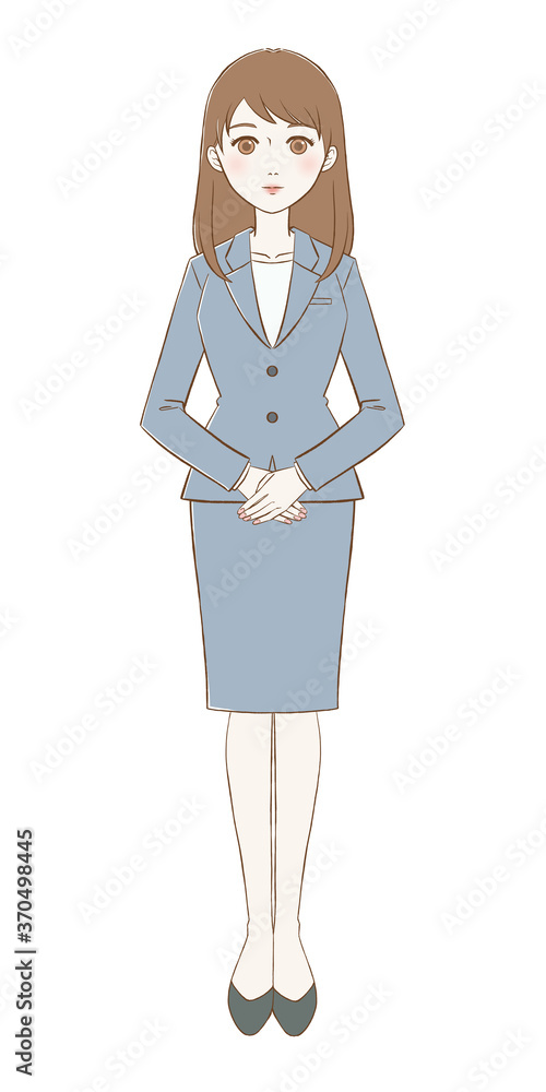 スーツを着た笑顔の女性 手描き風 スーツを着た笑顔の女性 手描き風