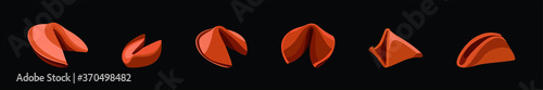 Chinese fortune cookie set. delicious food isolated on black background