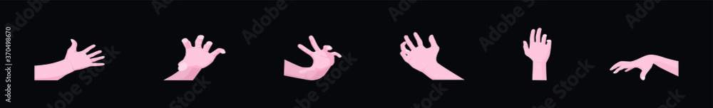 cartoon hands gestures icon set. isolated vector illustration on blue