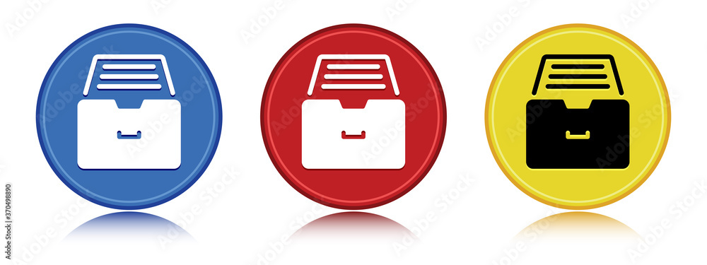 Folder archive cabinet icon flat round button set illustration Folder archive cabinet icon flat round button set illustration