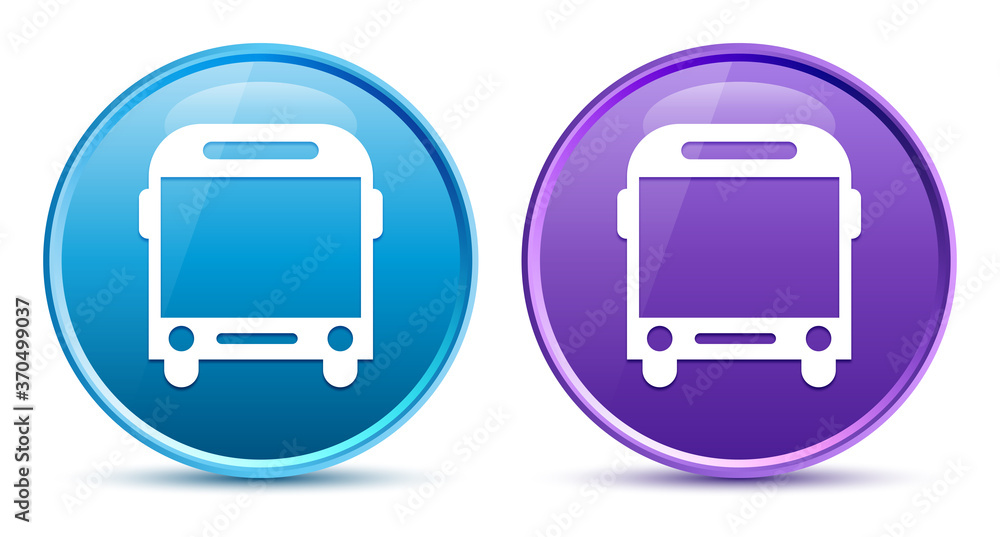 Bus icon sleek soft round button set illustration Bus icon sleek soft round button set illustration