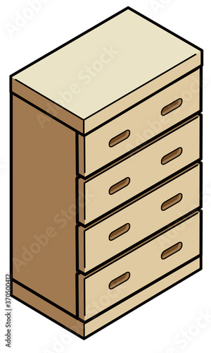 引き出し式の4段タンス