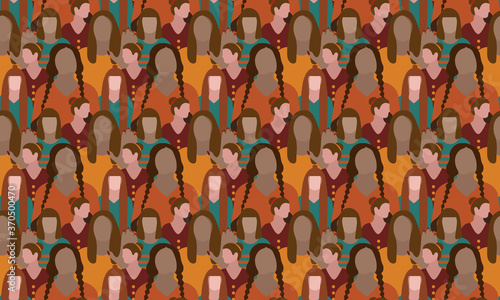 pattern with picture of people. Women illustration with concept of feminism. womens day. 