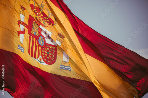 Flag of Spain waving in the wind.