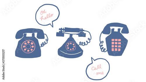 flat illustration of old telephone on white background.