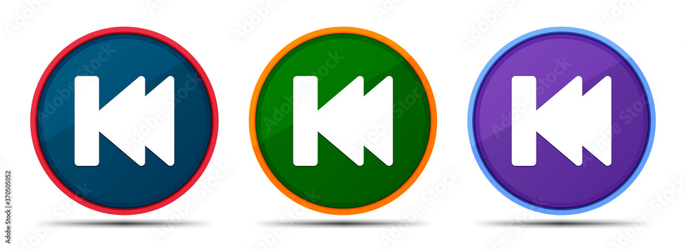 Previous track playlist icon silky smart flat round buton set illustration Previous track playlist icon silky smart flat round buton set illustration