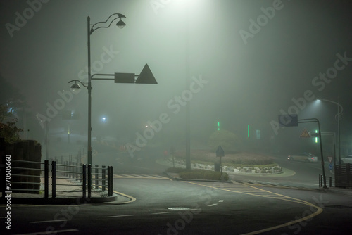 The beautiful thick fog cityscape