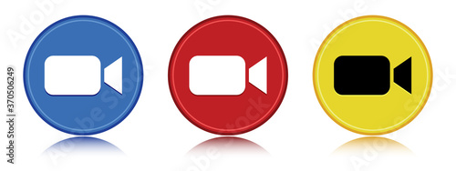 Free Download Video camera icon flat round button set illustration - GFXLoad