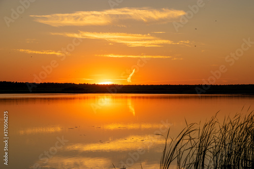 Picturesque sunset over the lake