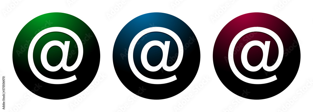 Email address icon night surface round button set illustration Email address icon night surface round button set illustration