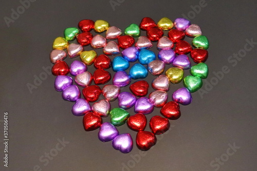 chocolatte heart shape in black background