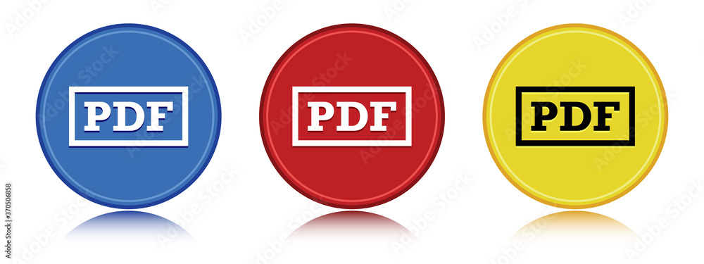 PDF icon flat round button set illustration PDF icon flat round button set illustration