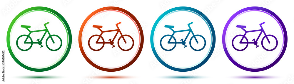Bicycle icon artistic frame round button set illustration Bicycle icon artistic frame round button set illustration