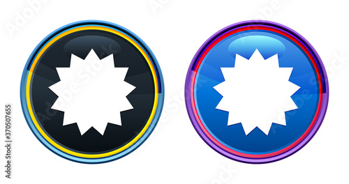 Star badge icon artistic glassy round buton set illustration
