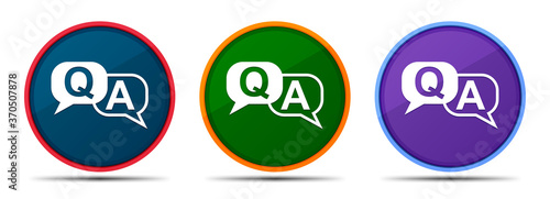 Faq icon silky smart flat round buton set illustration