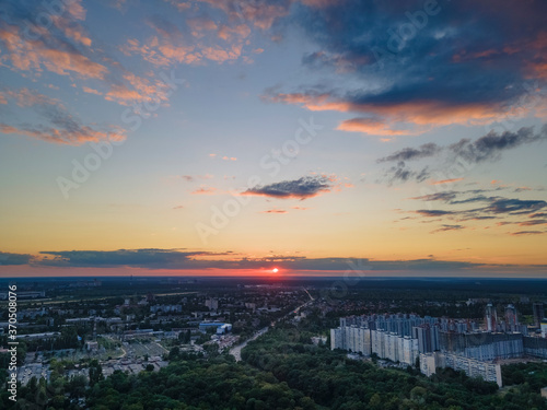 Sunset over Kyiv city.