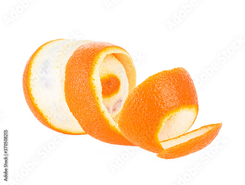 Peeled orange isolated on a white background. Orange with peel.