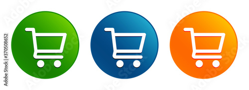 Shopping cart icon liquid design round button set illustration