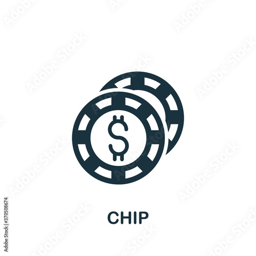 Chip icon. Simple element from casino collection. Creative Chip icon for web design, templates, infographics and more
