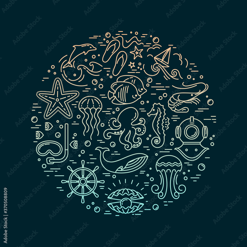 custom made wallpaper toronto digitalVector set of underwater sea ocean design elements. Various contours of starfish and coral, isolated on white background. To illustrate the printing, the website and whatever you can think of.