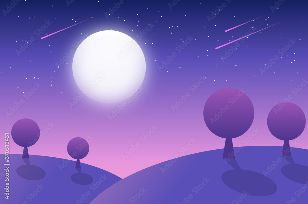 Abstract Moonnight Sky Cartoon  Background