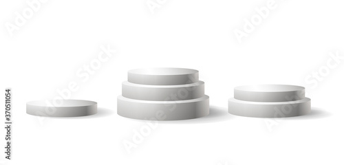 Vector 3D podiums isolated on white background, winner concept, first, second and third places.