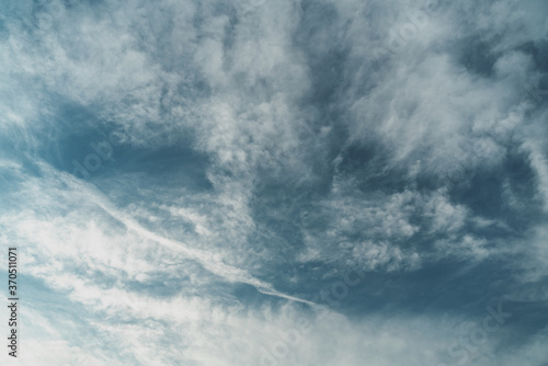 Fototapeta Naklejka Na Ścianę i Meble -  Blue sky with clouds, retro toning, natural abstract background texture