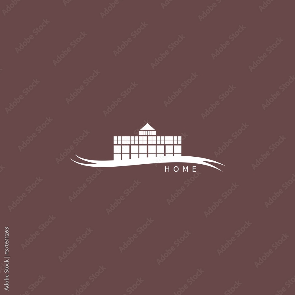 Illustration of a house with a roof. Simple home logo. House logo. Simple abstract home or monument or apartment logo design for business.