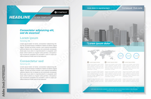 Template vector design for Brochure, AnnualReport, Magazine, Poster, Corporate Presentation, Portfolio, Flyer, infographic, layout modern with blue color size A4, Front and back, Easy to use and edit.