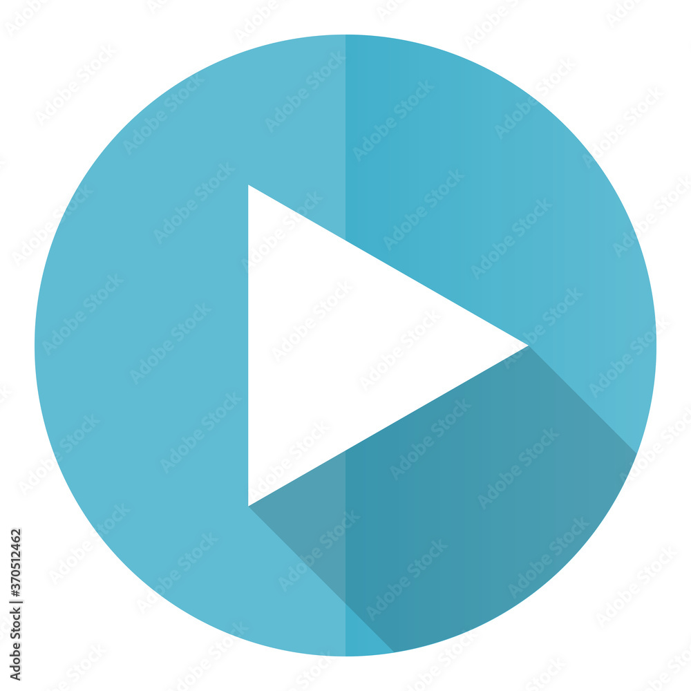 Play vector icon, flat design blue round web button isolated on white background Play vector icon, flat design blue round web button isolated on white background