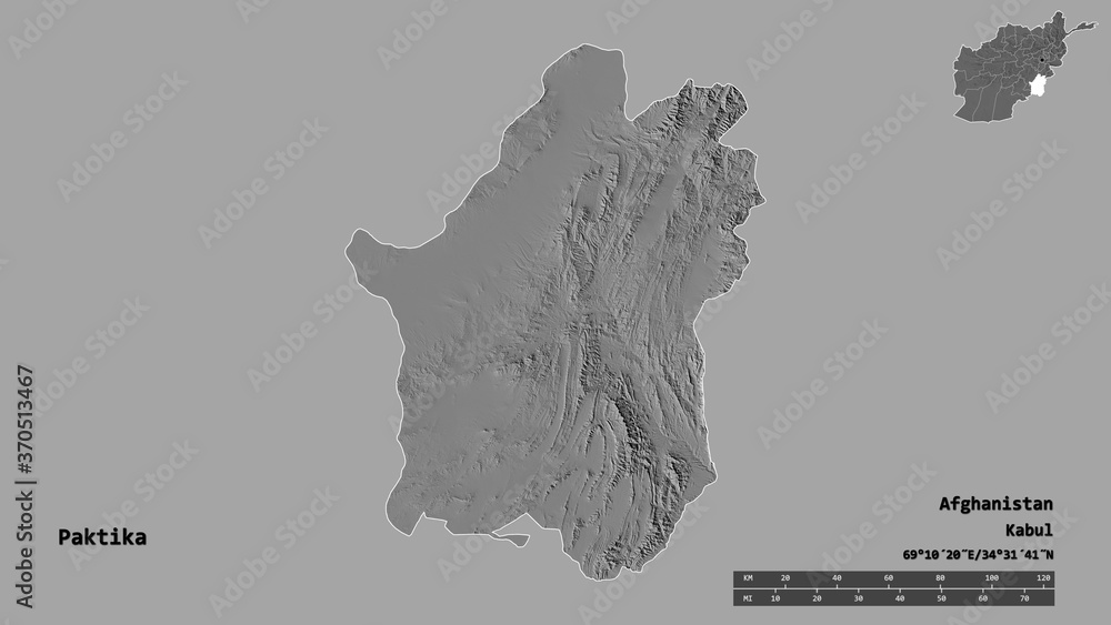 Paktika, province of Afghanistan, zoomed. Bilevel