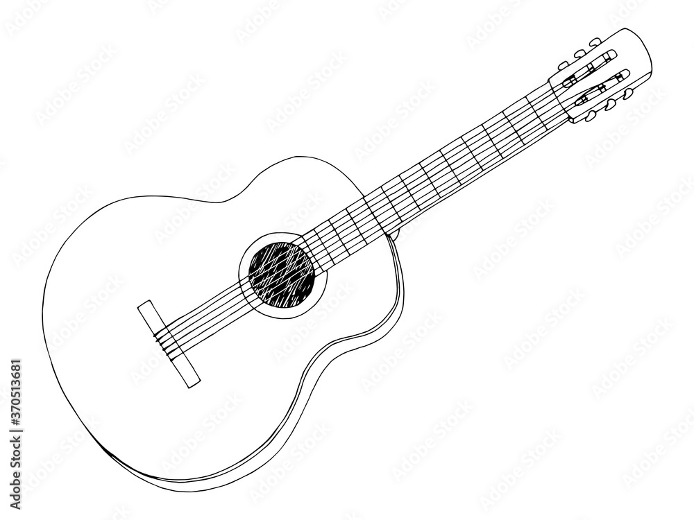 Guitar graphic black white isolated sketch illustration vector Guitar graphic black white isolated sketch illustration vector