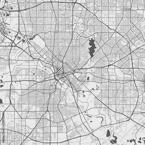 Urban city map of Dallas. Vector poster. Grayscale street map.