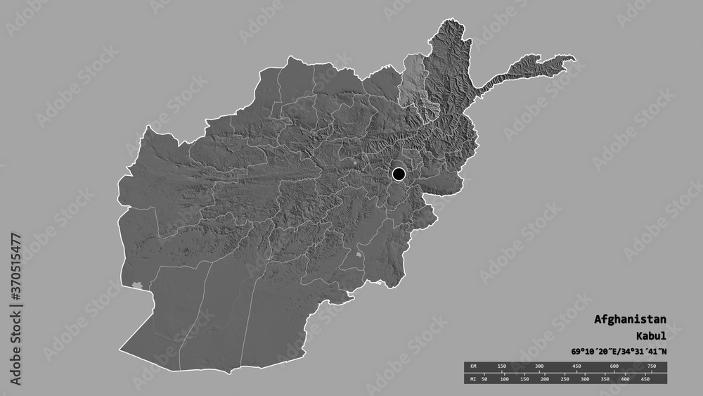 Location of Takhar, province of Afghanistan,. Bilevel