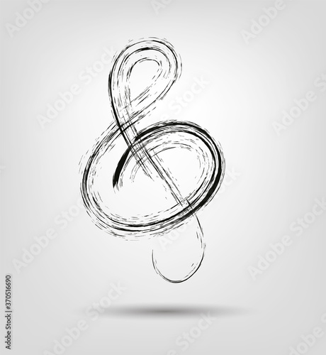 Treble clef music symbol illustration for banner or card design. Musical symbol for indication the pitch of written notes. - Vector