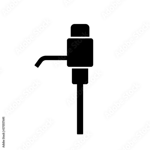 Cutout silhouette of Mechanical pump for bottled water. Outline icon of dispenser with button. Black simple illustration of plastic tool. Flat isolated vector pictogram on white background