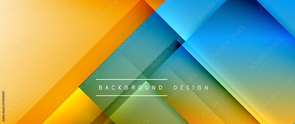 Square shapes composition, fluid gradient geometric abstract background. 3D shadow effects, modern design template