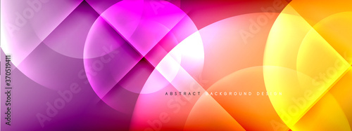 Vector abstract background - circle and cross on fluid gradient with shadows and light effects. Techno or business shiny design templates for text