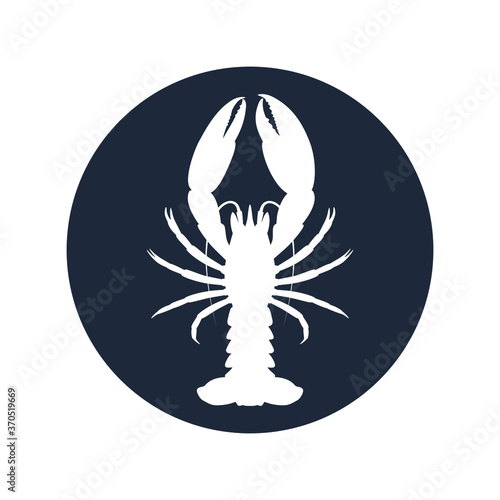 Lobster graphic icon. Sea lobster sign in the circle isolated on white background. Vector illustration