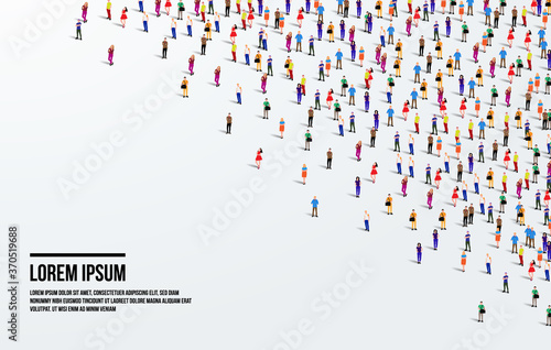A large group of people on white background. People crowd background. Vector illustration