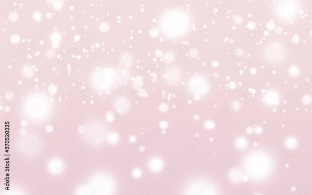Abstract snowfall, White bokeh, defocus glitter, blur on pink background. illustration.