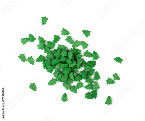 Christmas green confetti tree isolated on white background