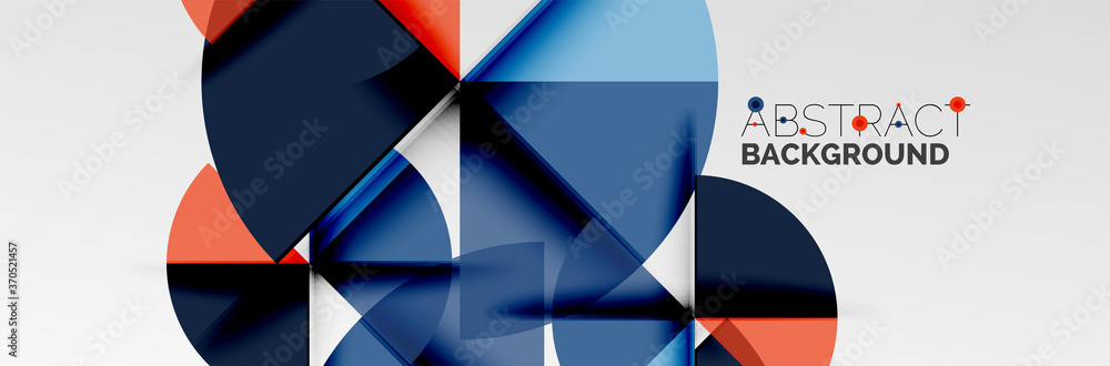 Bright color circles, abstract round shapes and triangles composition with shadow effects. Vector modern geometric design template Bright color circles, abstract round shapes and triangles composition with shadow effects. Vector modern geometric design template