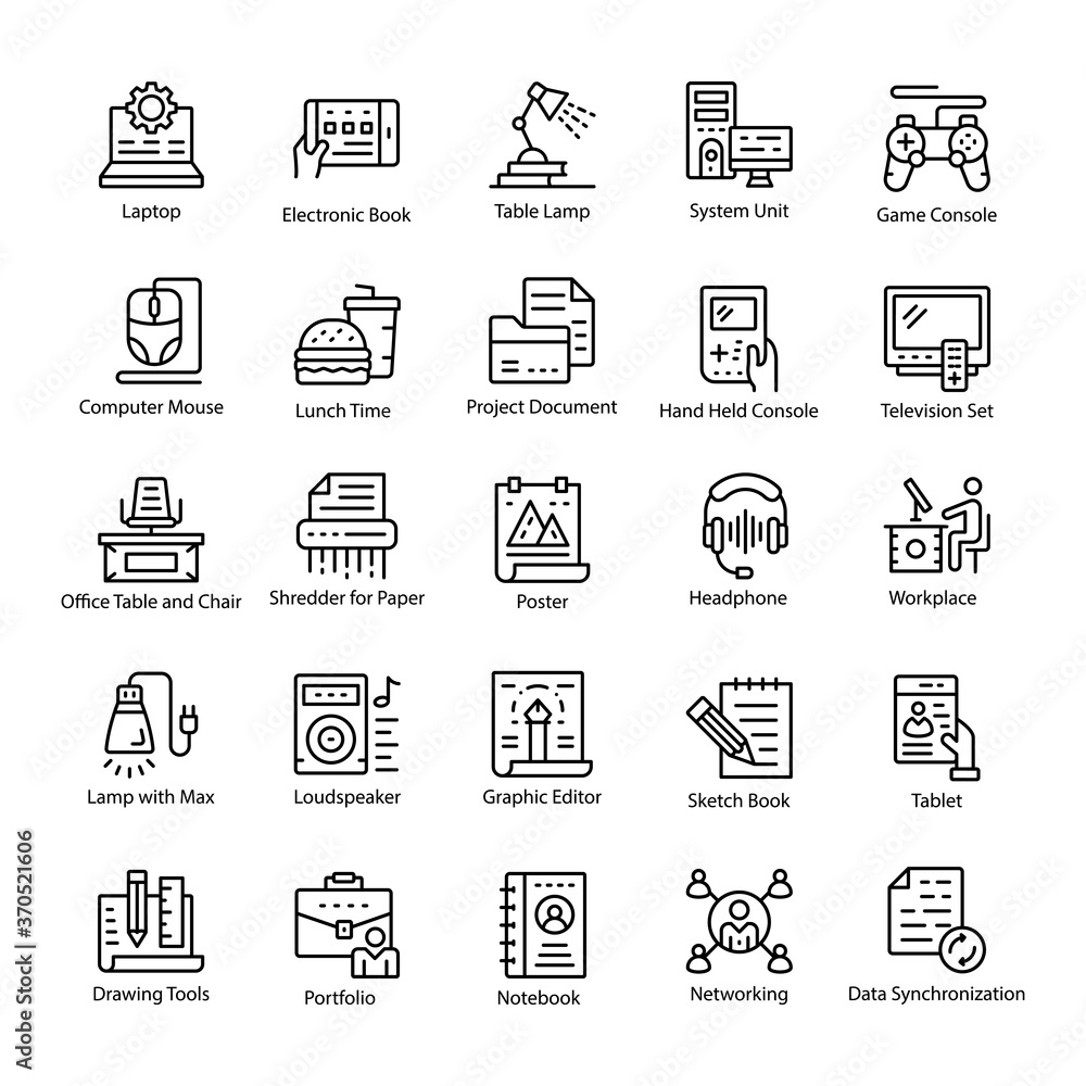 Workplace Line Vector Icons