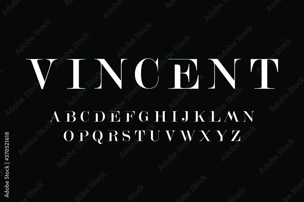 Modern serif typeface design. Vector illustration.