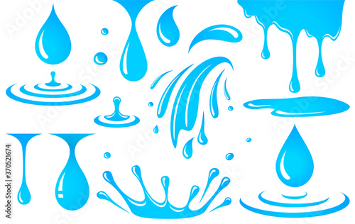 set of water elements, drop and splash