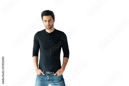 Young handsome man portrait on white background photo