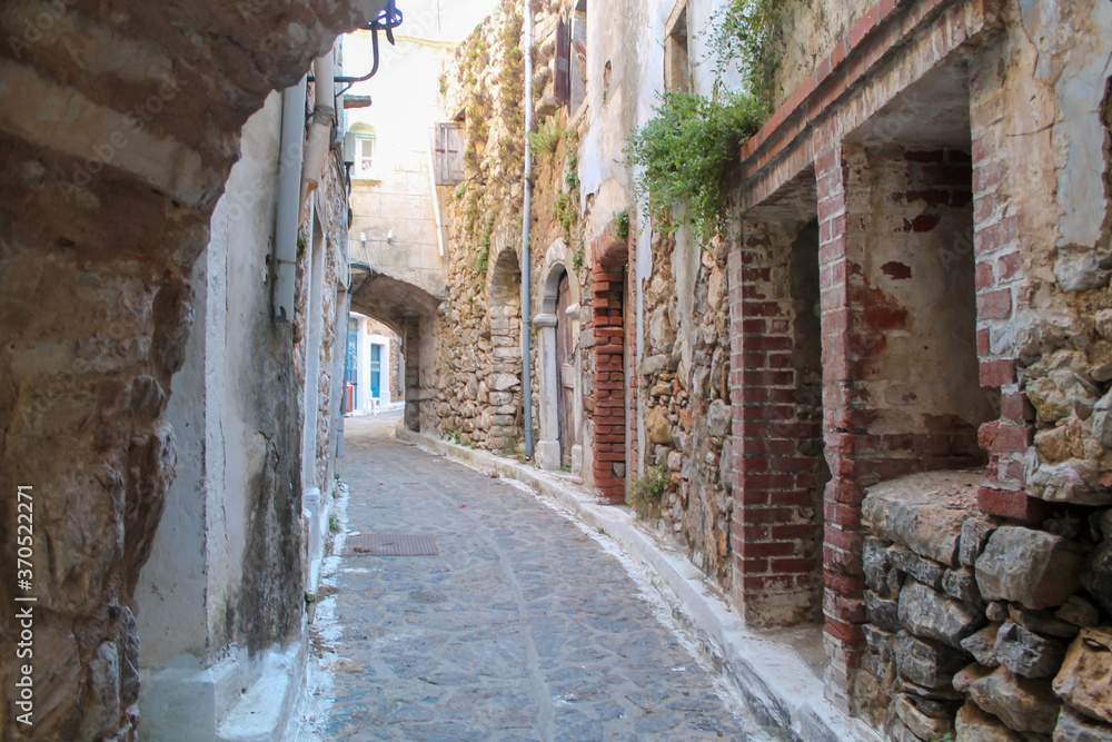 Mesta Village street view in Chios Island